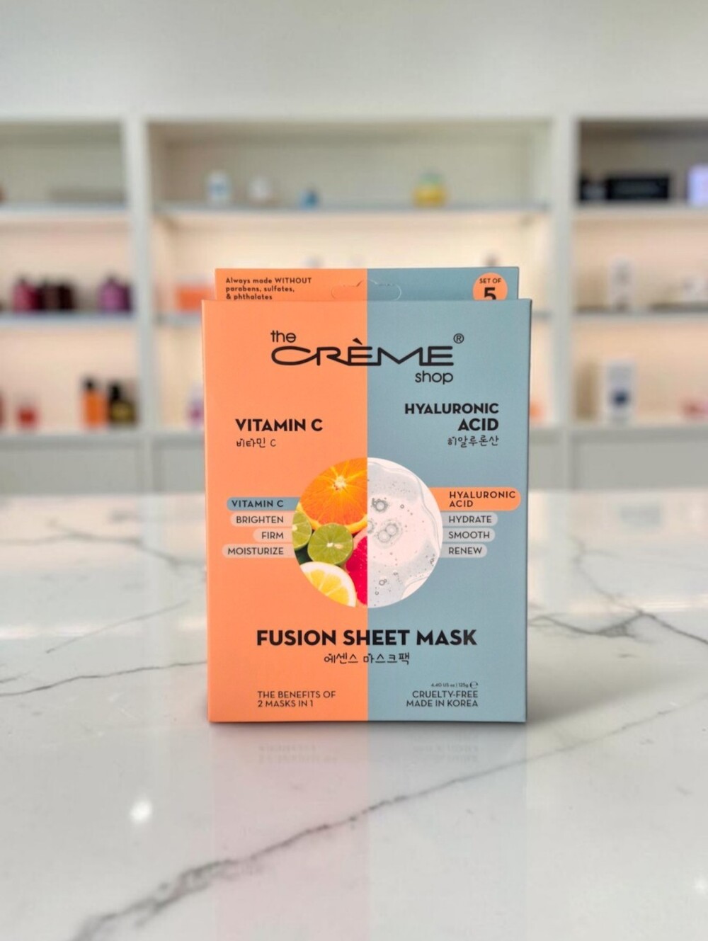 The Crème Shop Vitamin C & Hyaluronic Acid Fusion Sheet Mask - Set of 5 Masks